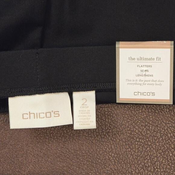 Chico's The Ultimate Fit Size 2/12/L Knit Legging Crop NWT Black - Picture 8 of 8